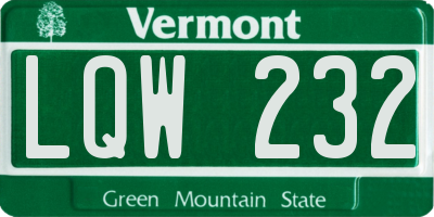VT license plate LQW232