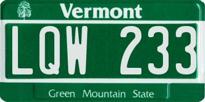 VT license plate LQW233