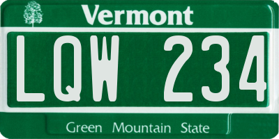 VT license plate LQW234