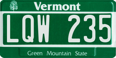 VT license plate LQW235