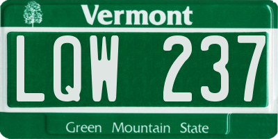 VT license plate LQW237
