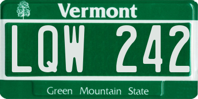 VT license plate LQW242