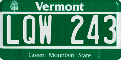 VT license plate LQW243