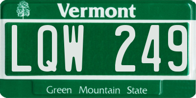 VT license plate LQW249