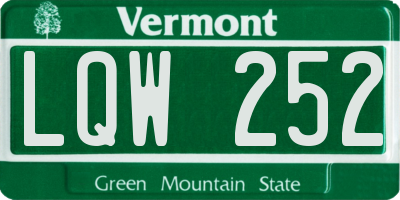 VT license plate LQW252