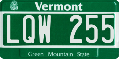 VT license plate LQW255