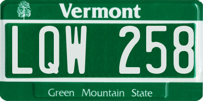 VT license plate LQW258