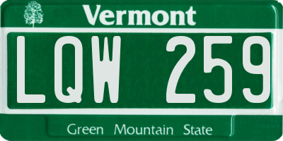 VT license plate LQW259