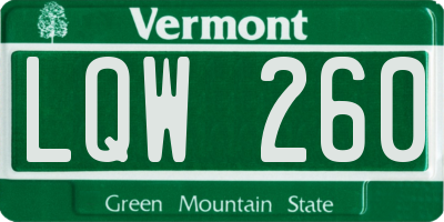 VT license plate LQW260