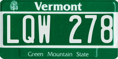 VT license plate LQW278