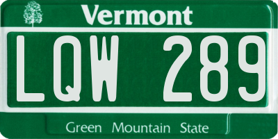 VT license plate LQW289