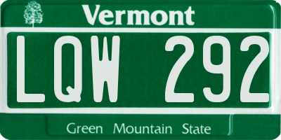 VT license plate LQW292