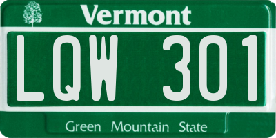VT license plate LQW301