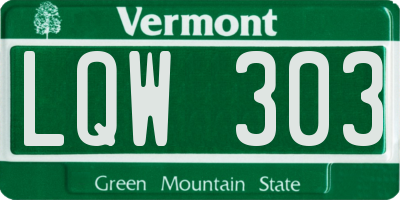 VT license plate LQW303