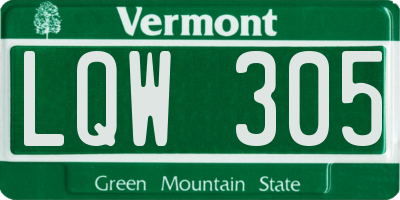 VT license plate LQW305