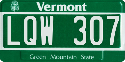 VT license plate LQW307