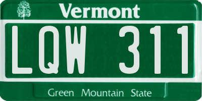 VT license plate LQW311