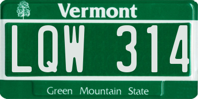 VT license plate LQW314