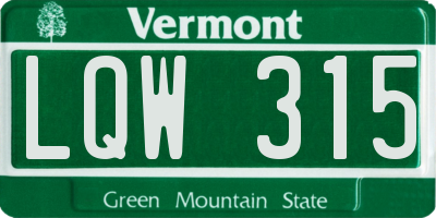 VT license plate LQW315