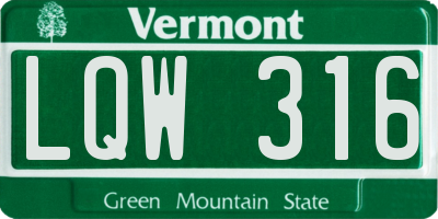 VT license plate LQW316