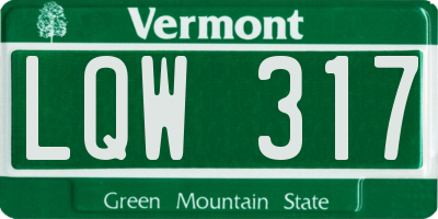 VT license plate LQW317
