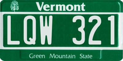 VT license plate LQW321