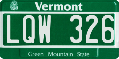 VT license plate LQW326