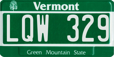 VT license plate LQW329
