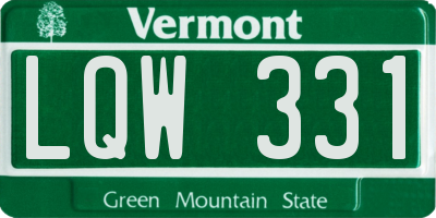 VT license plate LQW331