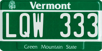 VT license plate LQW333