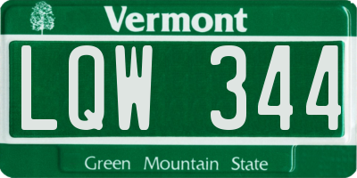 VT license plate LQW344