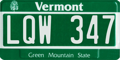VT license plate LQW347