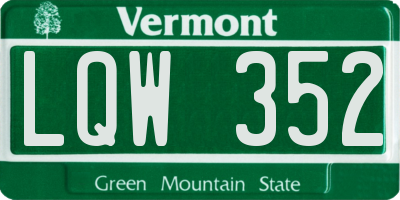 VT license plate LQW352