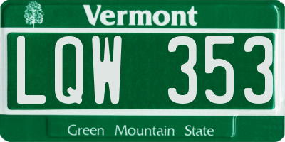 VT license plate LQW353
