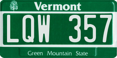 VT license plate LQW357