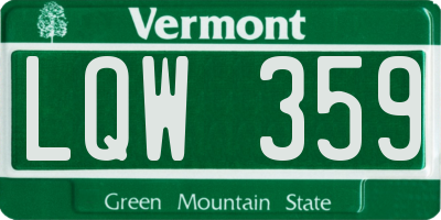 VT license plate LQW359