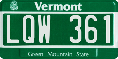 VT license plate LQW361