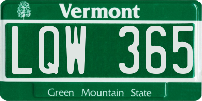 VT license plate LQW365