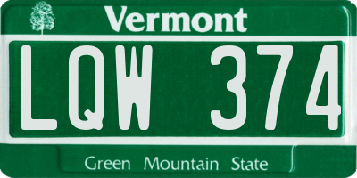 VT license plate LQW374