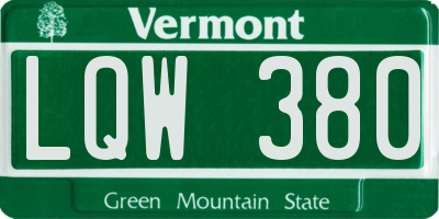 VT license plate LQW380