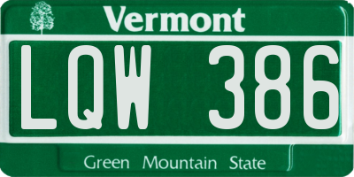 VT license plate LQW386
