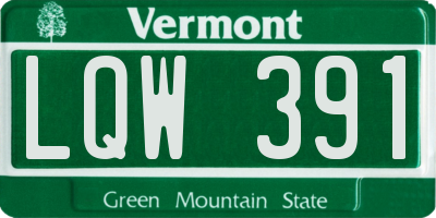 VT license plate LQW391