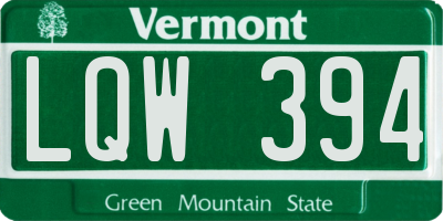 VT license plate LQW394