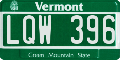 VT license plate LQW396