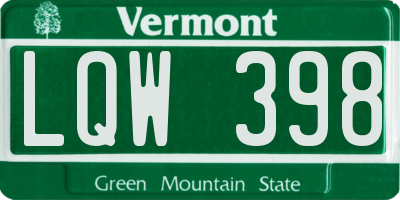 VT license plate LQW398