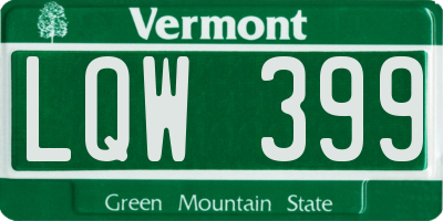 VT license plate LQW399