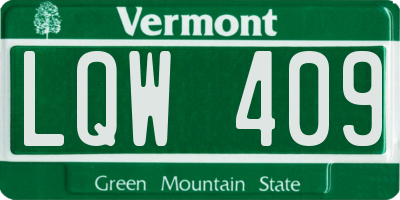 VT license plate LQW409