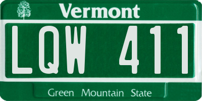 VT license plate LQW411