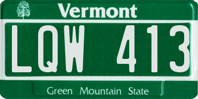 VT license plate LQW413
