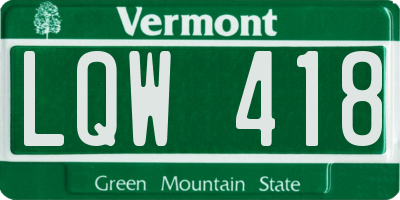 VT license plate LQW418